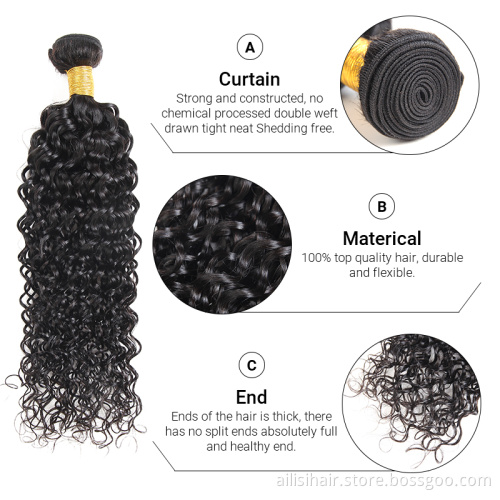 Cheap Bundle Hair Wet And Wavy Brazilian Human Hair Bundles With Closure Water Wave Bundles With Closure
